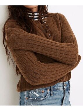 Madewell Bowden Henley Sweater in Coziest Yarn - Small